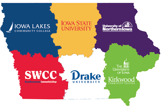 Iowa's statewide STEM program is supported by seven higher education institutions operating as regional hubs.