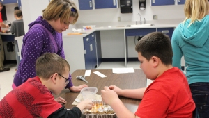 Sixth-graders at Lewis Central Middle School in Council Bluffs enjoy Engineering is Elementary, one of 11 programs offered to educators and their students on the 2016-17 STEM Scale-Up Program menu.