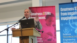 STEM Council Executive Committe Member Rob Denson speaks in Ankeny 