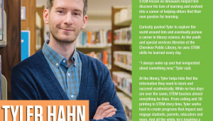 The latest STEM Gem poster features Youth and Special Services Librarian Tyler Hahn.