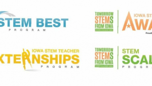 New logos for STEM Scale-Up Program, the STEM BEST Program, the STEM Teacher Externship Program and the Iowa STEM Teacher Award.
