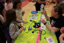  Young Iowans try out health diagnostic tools brought by Guthrie County Hospital to a recent Southwest Regional STEM Festival.